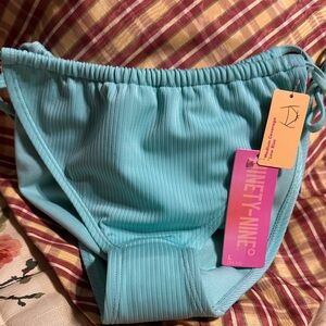 Ninety Aqua Ribbed Bikini Bottom